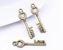 20pcs/lot 30x8mm Antique Bronze Plated Key Charm Pendant DIY Handmade Jewelry Accessories 2024 - buy cheap