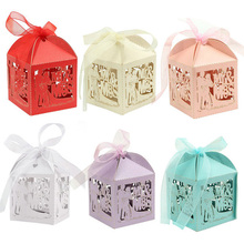 50Pcs/set MR&MRS Laser Cut Gifts Candy Boxes Hollow Carriage Baby Shower Favors Boxes With Ribbon Wedding Party Supplies 2024 - buy cheap