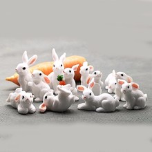Mini conejo de Pascua en miniatura para decoración de jardín, estatuilla artesanal de resina, 1 Uds., 12 estilos 2024 - compra barato
