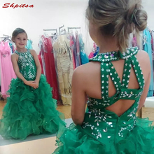 Green Flower Girl Dresses for Weddings First Communion Pageant Dresses for Wedding Girls Kid Mesh Gowns Robes 2024 - buy cheap