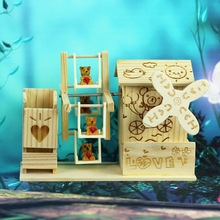 Caja de música de pato blanco pequeño, exquisita artesanía de madera, Boutique, molino de viento coreano, adornos de regalo, KU 039, 1 ud. 2024 - compra barato