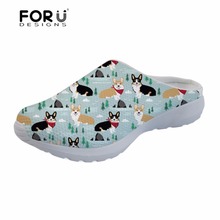 FORUDESIGNS Summer Women Shoes Platform Sandals Cute Corgi Printing Flats Slipper Female Comfortable Mesh zapatos de mujer 2018 2024 - buy cheap