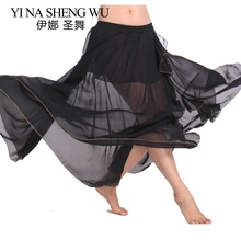 New arrivals women belly dance skirt chiffon belly dancing practice skirt dance stage performance wear 12 colors 2024 - buy cheap