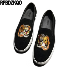 Casual Black Skate Spring And Autumn Comfort Embroidery Rubber 2021 Slip On Loafers Suede Leather Men Shoes British Style New 2024 - buy cheap