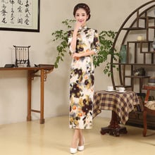 High Quality Silk Women Long Cotton Cheongsam Female Sexy Chinese Traditional Dress Silm  Chinese Aipao for Party Costume 18 2024 - buy cheap