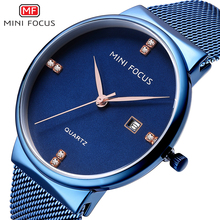 MINI FOCUS Men Business Quartz Watches Stainless Steel Mesh Strap Wristwatch Man Relogios Masculino Clock Waterproof 0181G Blue 2024 - buy cheap