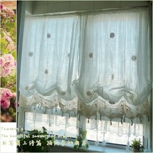 150*175cm Pastoral Style Adjustable Balloon Curtain Living Room Shade White Window Treatment Curtains For Windows 2024 - buy cheap