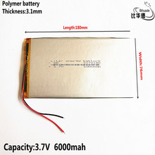 Free shipping 3.7V lithium polymer 6000mah universal battery tablet PC 3.1*76*180 2024 - buy cheap