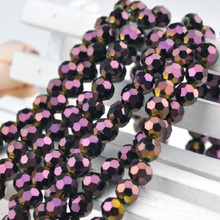 8mm 70pcs/lot Purple Plated Crystal Glass Bead Round Ball Faceted Crystal Loose Spacer Bead for Handmade Jewelry Making Material 2024 - buy cheap