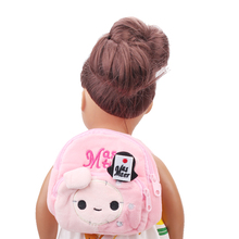 Mochila escolar para boneca, mochila escolar com estampa de desenho animado rosa de 18 polegadas 43 cm para bonecas de menina c487 2024 - compre barato