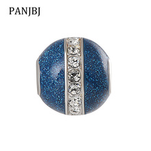 New 100% 925 Sterling Silver Bead Charm Starry Night Pave CZ Blue Enamel Charms Beads Fit Pandora  Bracelets DIY Women Jewelry 2024 - buy cheap