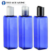 30PCS-100ML Press Screw Cap Bottle,Blue Plastic Cosmetic Container,Empty Serum Sub-bottling,Sample Shampoo Bottle,Square Bottle 2024 - купить недорого