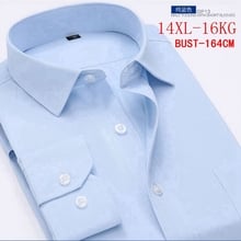 Camisa azul profissional de manga longa, camisa tamanho grande 10xl 11xl 12xl 13xl 14xl para homens, camisa de sarja e lapela de negócios e escritório 12 cores 9xl 2024 - compre barato