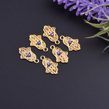 10pcs 11X14MM Hamsa Fatima Hand amulet Carved Charms Pendants evil eye Beads Metal Alloy Pandent gold color Diy Bead colares 2024 - buy cheap