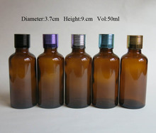 wholesale 100pcs empty 50ML Amber Glass Essential Oil bottle With Screw On Cap, 50 ml Glass Bottle With Reducer Dropper 2024 - buy cheap