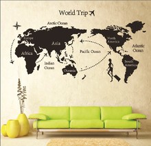 Removable paper for decor vinyl wall stickers on the Wall for kids rooms decals house Sticker girls world map sticker AY9133 2024 - buy cheap