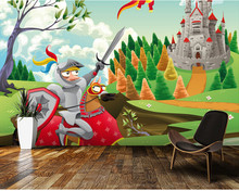 Custom children's wallpaper,Brave Knight,Castle and Dragon,3D cartoon photos for children's bedroom boy girl room wall wallpaper 2024 - buy cheap