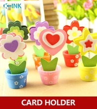 12pcs / lot , Wooden flower potted plant photo holder,  memo clip holder , wood card / picture holder 2024 - buy cheap