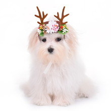 Handmade Christmas Reindeer Antlers Pet Dog Cat  Headdress Pet Hair Band  Pet Headgear Pet  Dogs Cats Party Accessories 2017 2024 - buy cheap