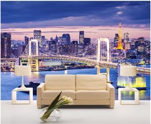 Custom photo mural 3d wallpaper High-speed flyover city architecture purple landscape decor living room wallpaper for walls 3d 2024 - buy cheap