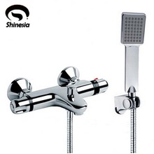 NEW Shower Faucet Set Bathroom Thermostatic Faucet Chrome Finish Mixer Tap W/ ABS Handheld Shower Wall Mounted 2024 - buy cheap