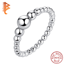 Anel de prata esterlina 100% 925 genuína, preço de atacado, pequena bola redonda, anel de dedo feminino, joias de festa de prata para mulheres 2024 - compre barato