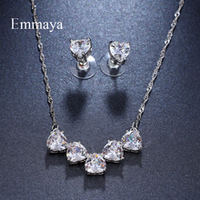Emmaya Brand Water Drop Shape AAA Cubic Zircon Adjustable Crystal Earrings Necklace Set For Women Popular Bride Jewelry Gift 2024 - buy cheap