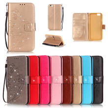 For Iphone 7 8 Plus Luxury Bling Book Style Leather Wallet Flip Butterfly Case For iPhone 6 6plus 6S Plus 5 5S SE 5C 4 4S Cover 2024 - buy cheap