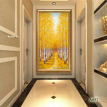 Cuadro de pared grande pintado a mano con árbol de oro, pintura al óleo sobre lienzo, arte de pared, paisaje hecho a mano, pintura al óleo, decoración del hogar, regalo 2024 - compra barato