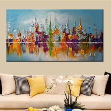 Cuchillo moderno pintado a mano, pintura al óleo de paisaje de construcción, decoración de pared, imagen de paisaje, decoración del hogar, pintura abstracta al óleo, lienzo 2024 - compra barato