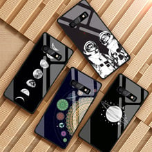 Funda de vidrio templado para teléfono móvil Samsung, carcasa de vidrio templado con diseño de astronauta y Luna, compatible con Galaxy A6, A6S, A8, A8S, J6, J8, 2018, S8, S9, S10 PLUS, NOTE 8, 9 2024 - compra barato