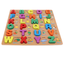 Wooden Capital Letters Blocks Puzzle Board Developmental Toy for Toddlers Alphabet ABC learning Toys Early Education Math Toys 2024 - buy cheap