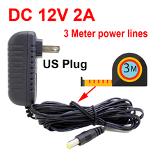 3 Meters US Power Adapter Charger Plug AC/DC 3M Cable cord for CCTV Camera Power Adapter AC 100-240V DC 12V 2A (2.1mm * 5.5mm) 2024 - buy cheap