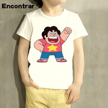 Детская футболка с мультяшным принтом Вселенная Стивена, отличные повседневные топы с коротким рукавом для мальчиков и девочек, детская Милая футболка, HKP5054 2024 - купить недорого