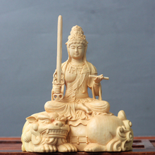 Boxwood Carving Buddha Statues Solid Wood Manjusri Bodhisattva Goddess Manjuist Samantabhadra Crafts Gifts Decorations Figure 2024 - buy cheap