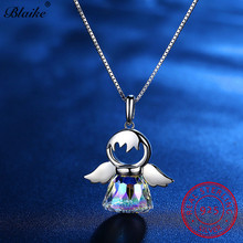 Blaike Lucky Fairy Angel Wing Pendants Natural S925 Sterling Silver Austrian Crystal Charm Necklaces For Women Fine Jewelry Gift 2024 - buy cheap