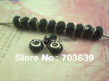 Fashion Black Faceted Glass Beads For European Bracelet Making Free Shipping 100pcs/Lot 2024 - buy cheap