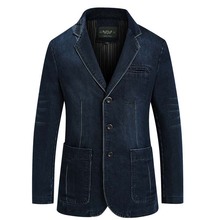 Jaqueta jeans masculina de alta qualidade, terno casual, algodão simples, slim fit, jaqueta, azul, plus size, 4xl 2024 - compre barato