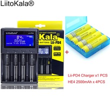 1 pçs novo liitokala lii-PD4 lcd 3.7v 18650 21700 carregador de bateria + 4 pçs 3.6v 18650 para he4 2500mah bateria recarregável 2024 - compre barato