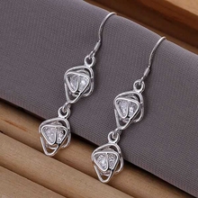 Fashion silver plated Earring for Women 925 jewelry silver plated For Women Inlaid Double Frame Earrings E204 /XPLITAFBE204 2024 - buy cheap