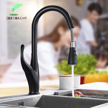 SHBSHAIMY Matte Black Pull Out Kitchen Sink faucet Cold and Hot Mixer Tap 360 Rotation Deck Mounted Faucet Special handle Design 2024 - buy cheap