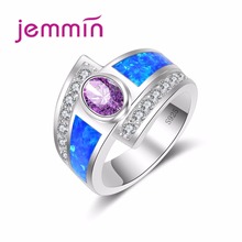 Fashion Promise Rings Wedding Engagement Blue Fire Opal Jewelry Ring Multipal Crystal 925 Sterling Silver Anillos Mujer 2024 - buy cheap