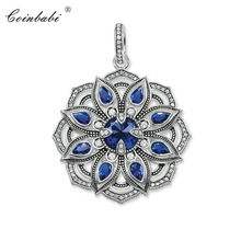 Pendant Blue Lotus Flower 925 Sterling Silver Zirconia For Women Bohemia Gift Europe Fashion  Jewelry Pendant Fit  Necklace 2024 - buy cheap