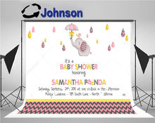 elephant Girl Baby Shower umbrella chevron backdrops  High quality Computer print party background 2024 - buy cheap