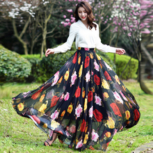 Женская винтажная длинная юбка-пачка, с розами и длинным рукавом, большие размеры 2024 - купить недорого