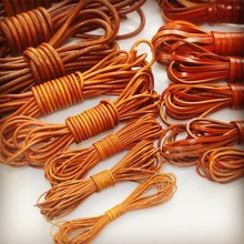 Cuerdas de cuero genuino para fabricación de joyas, cuerda plana/redonda de cuero de vaca, 2, 3, 4, 5 y 6mm, color rojo/marrón oscuro, 2 metros 2024 - compra barato