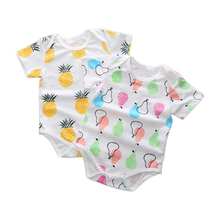 Newborn baby boys girls summer short-sleeved triangle clothes printing toddler cotton baby style jumpsuit romper 2024 - compra barato