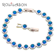 ROLILASON navy blue Silver Party Charm Bracelets Anniversary Wholesale Retail Fashion Jewelry for Women wedding item TB645 2024 - buy cheap