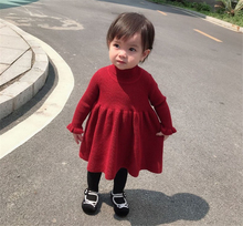 1 2 3 4 5 Years Infant Baby Wool Dress Toddler Girls Long Sleeve Knitted Soft Elastic Dresses Kids Ruffles Sleeve Princess Dress 2024 - buy cheap