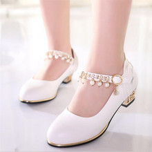 Girls Princess Shoes Leather Pearl Bright Diamond Children High Heel Shoes For Girls Shoe Party Wedding Dress Kids Shoes 28 38 Buy Cheap In An Online Store With Delivery Price Comparison Specifications